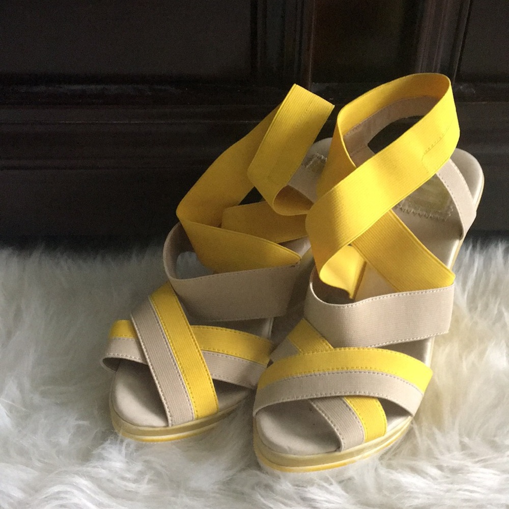 Yellow and Tan 9 West Wedge